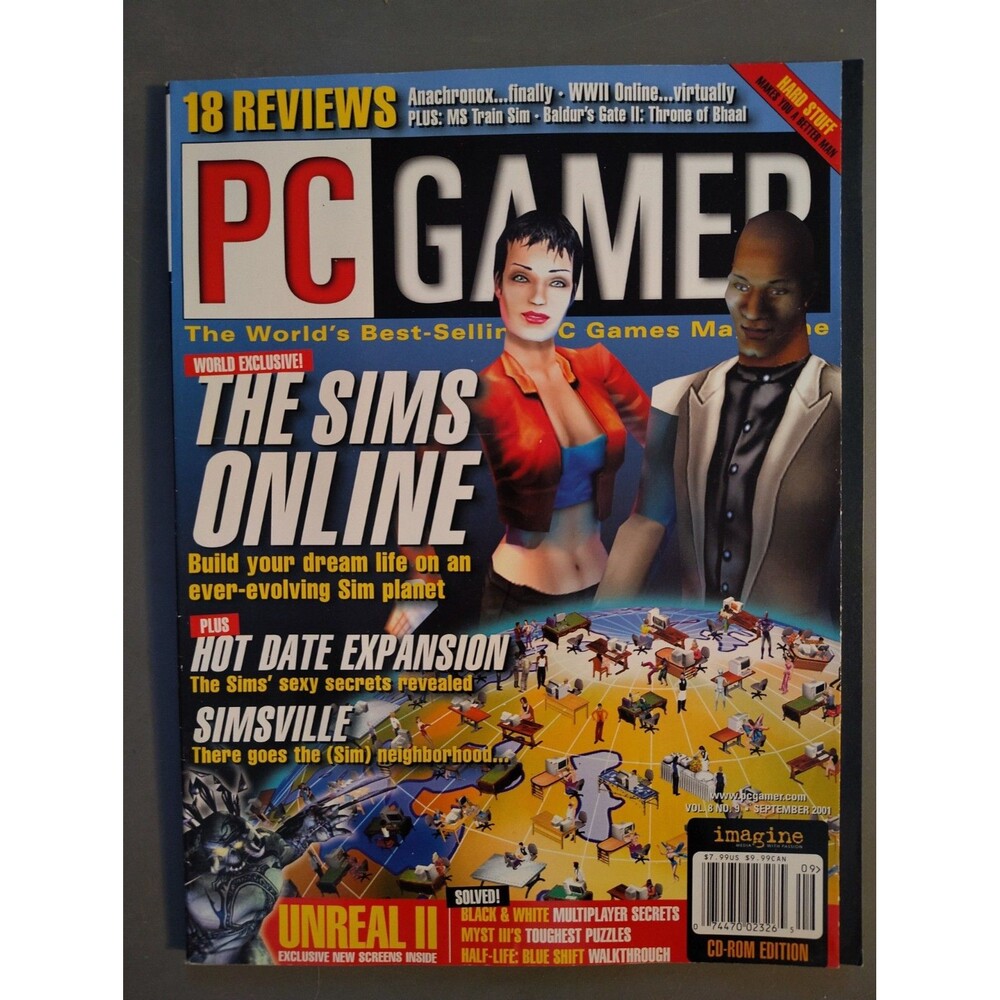 Vintage Collectable Video Game PC GAMER Magazine #88 Sep 2001 - The Sims Online